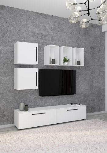 VCM NORDIC Arila L 7-tlg. reolsystem, m. 4 lger, 11 rum, 2 hylder - hvid tr