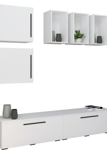 VCM NORDIC Arila L 7-tlg. reolsystem, m. 4 lger, 11 rum, 2 hylder - hvid tr