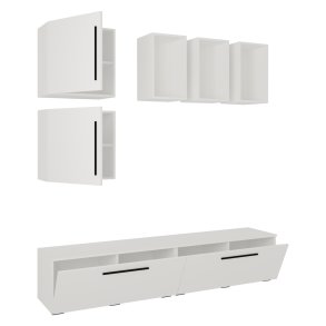 VCM NORDIC Arila L 7-tlg. reolsystem, m. 4 lger, 11 rum, 2 hylder - hvid tr