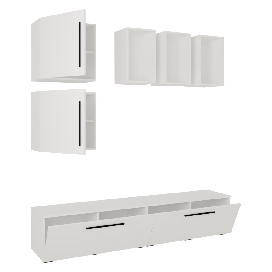 VCM NORDIC Arila L 7-tlg. reolsystem, m. 4 lger, 11 rum, 2 hylder - hvid tr