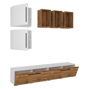 VCM NORDIC Arila L 7-tlg. reolsystem, m. 4 lger, 11 rum, 2 hylder - hvid og natur tr