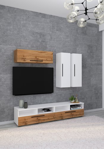 VCM NORDIC Arila XL 5-tlg. reolsystem, m. 5 lger, 17 rum, 8 hylder - hvid og natur tr