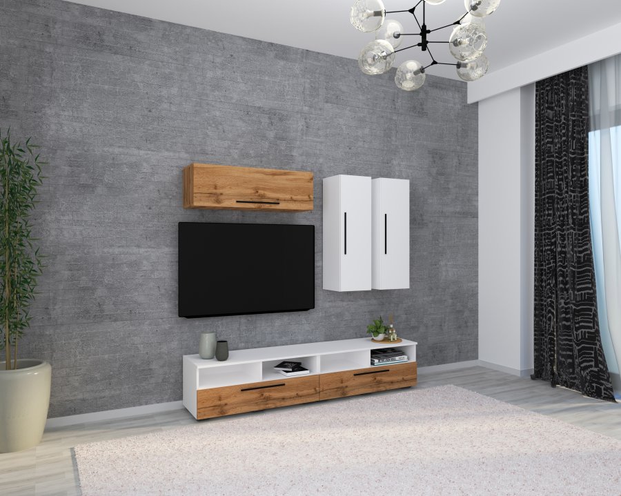 VCM NORDIC Arila XL 5-tlg. reolsystem, m. 5 lger, 17 rum, 8 hylder - hvid og natur tr