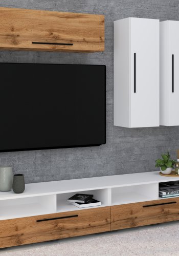 VCM NORDIC Arila XL 5-tlg. reolsystem, m. 5 lger, 17 rum, 8 hylder - hvid og natur tr