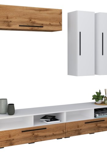 VCM NORDIC Arila XL 5-tlg. reolsystem, m. 5 lger, 17 rum, 8 hylder - hvid og natur tr