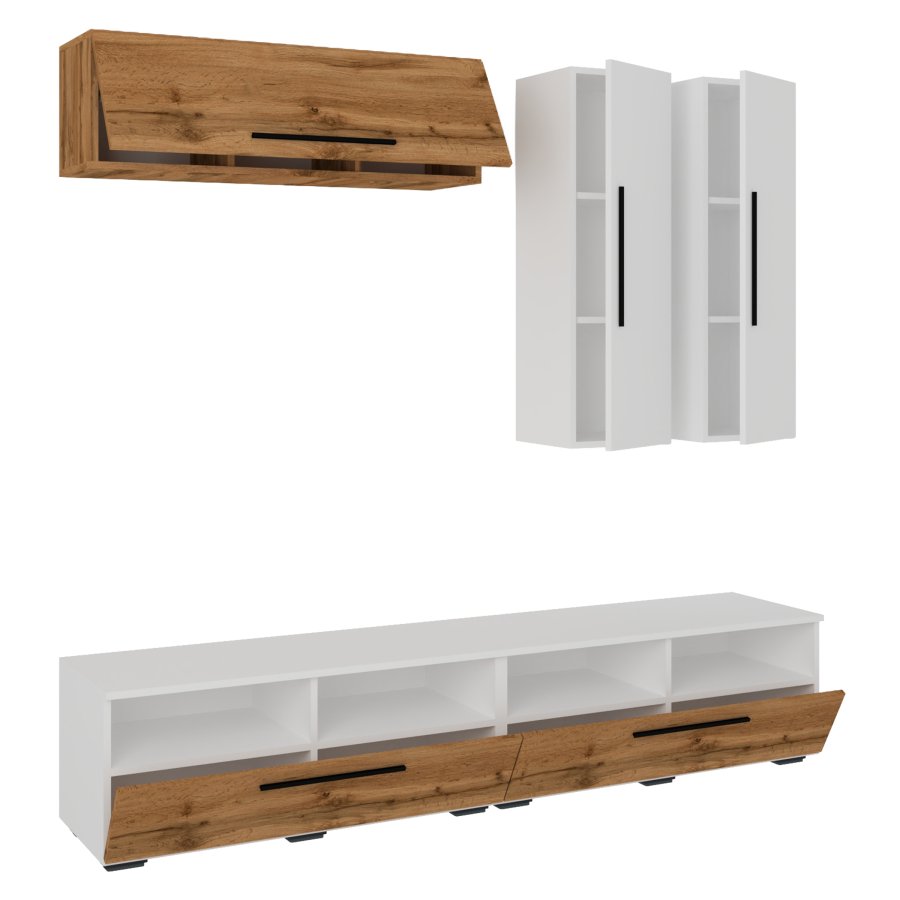 VCM NORDIC Arila XL 5-tlg. reolsystem, m. 5 lger, 17 rum, 8 hylder - hvid og natur tr