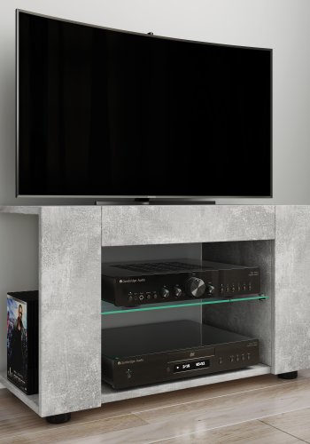 VCM NORDIC Plexalo L TV-bord, m. 1 glashylde - gr tr (70x30)