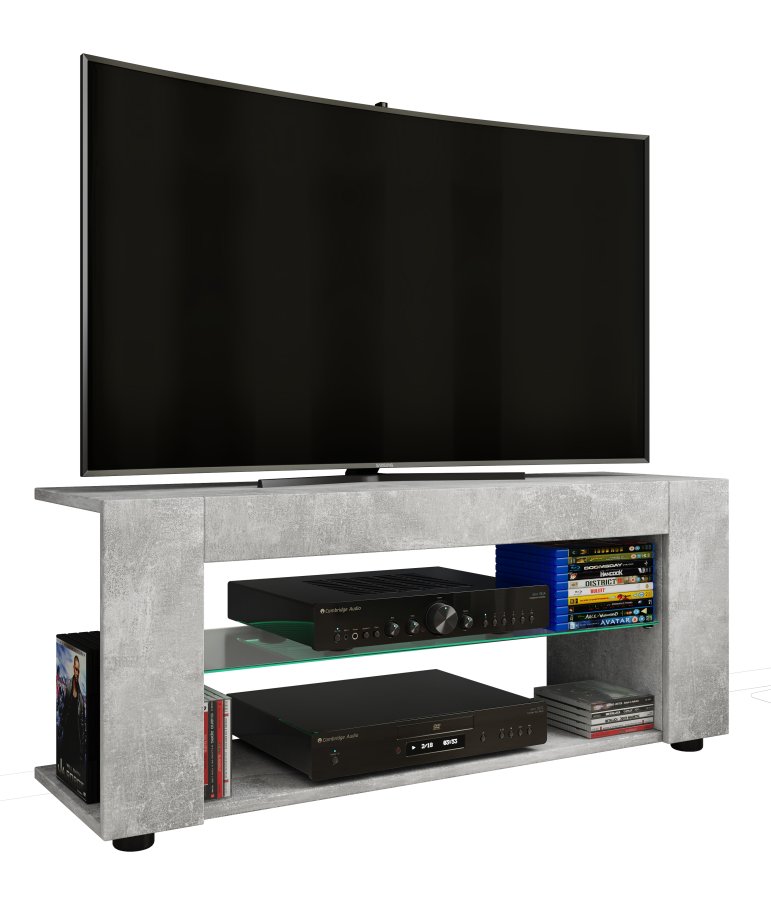 VCM NORDIC Plexalo XL TV-bord, m. 1 glashylde - gr tr (110x30)