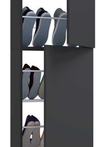 VCM NORDIC Fulisa XL skoskab, m. 2 lger, 4 hylder - antracitgr tr