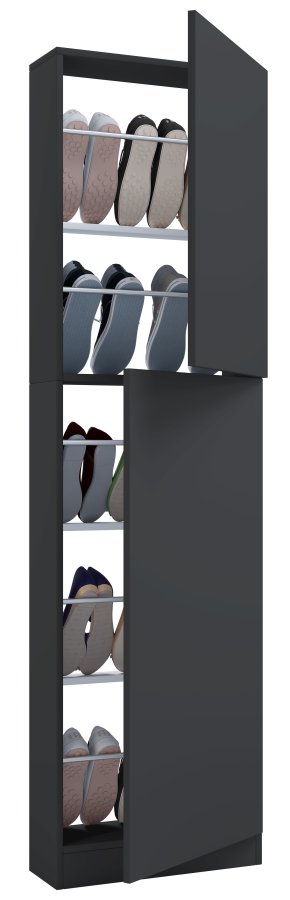 VCM NORDIC Fulisa XL skoskab, m. 2 lger, 4 hylder - antracitgr tr