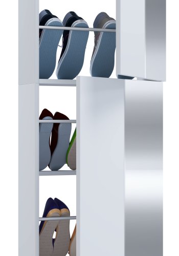 VCM NORDIC Fulisa XL skoskab, m. spejl p 2 lger, 4 hylder - hvid tr