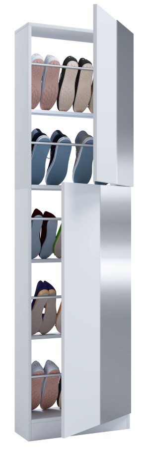 VCM NORDIC Fulisa XL skoskab, m. spejl p 2 lger, 4 hylder - hvid tr