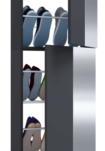 VCM NORDIC Fulisa XL skoskab, m. spejl p 2 lger, 4 hylder - antracitgr tr