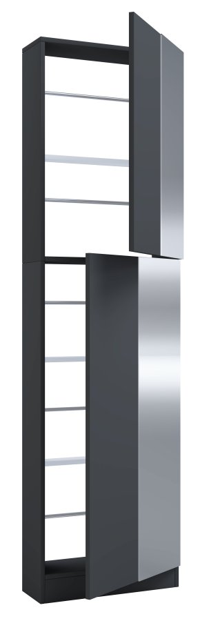 VCM NORDIC Fulisa XL skoskab, m. spejl p 2 lger, 4 hylder - antracitgr tr