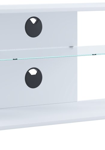 VCM NORDIC Folas L Hi-fi og TV-bord, m. 1 glashylde og hjul - hvid tr (115x41)