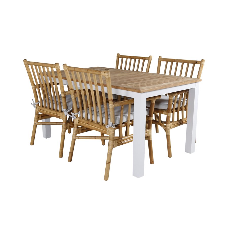 VENTURE DESIGN Cane havestol, m. armln og hynde - gr stof, natur bambus og rattan