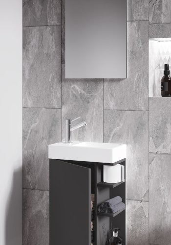 VCM NORDIC Lumia 3-delt gstevaskeplads, m. spejl, hndvask, 1 lge, 2 hylder - antracitgr tr