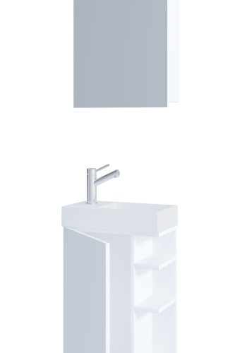 VCM NORDIC Lumia 3-delt gstevaskeplads, m. spejlskab, hndvask, 1 lge, 2 hylder - hvid tr