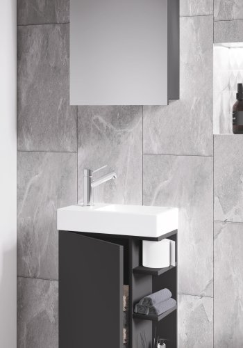 VCM NORDIC Lumia 3-delt gstevaskeplads, m. spejlskab, hndvask, 1 lge, 2 hylder - antracitgr tr