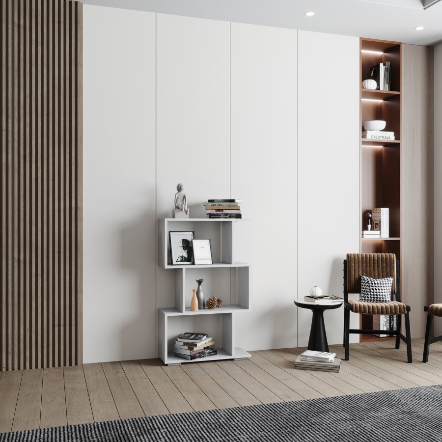 VCM NORDIC Palusa M reol, m. 3 rum - hvid tr