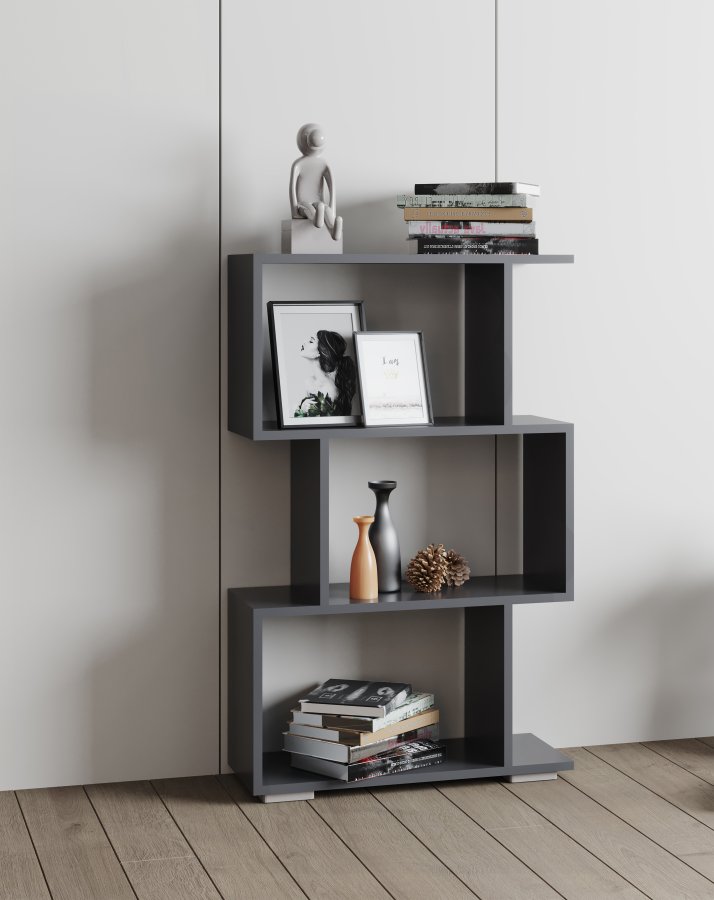 VCM NORDIC Palusa M reol, m. 3 rum - antracitgr tr