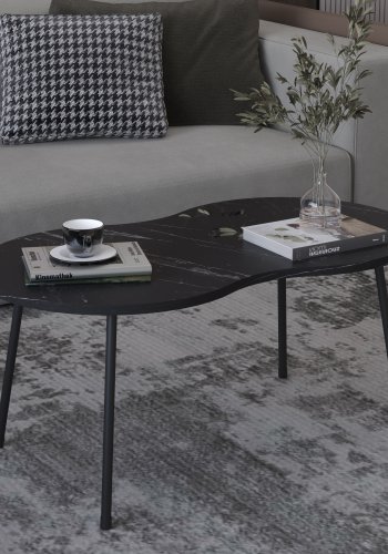 VCM NORDIC Mirola sofabord, m. afrundede kanter - sort marmorlook tr (90x41)
