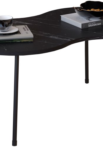 VCM NORDIC Mirola sofabord, m. afrundede kanter - sort marmorlook tr (90x41)