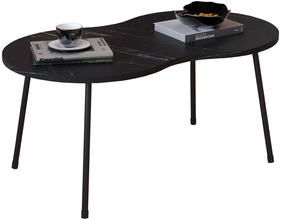 VCM NORDIC Mirola sofabord, m. afrundede kanter - sort marmorlook tr (90x41)