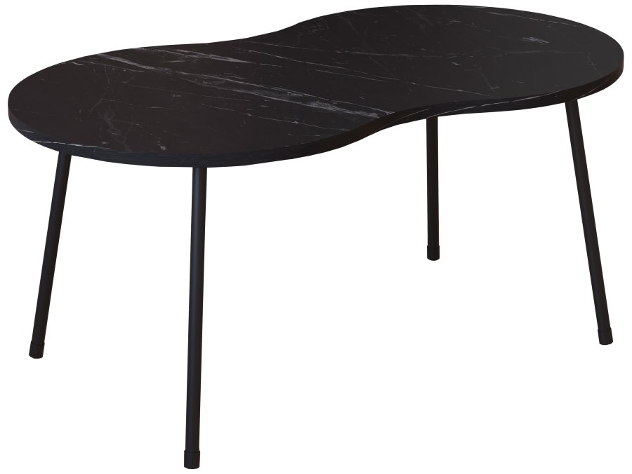 VCM NORDIC Mirola sofabord, m. afrundede kanter - sort marmorlook tr (90x41)