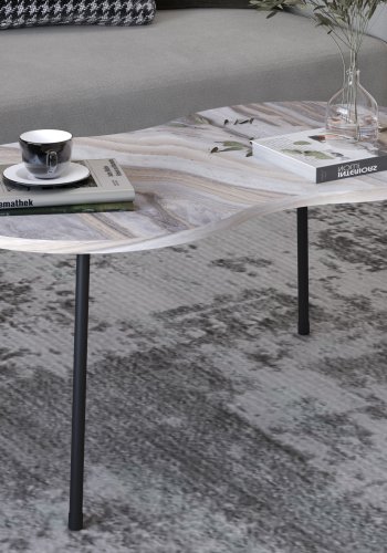 VCM NORDIC Mirola sofabord, m. afrundede kanter - hvid marmorlook tr (90x41)