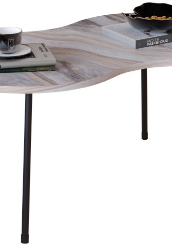 VCM NORDIC Mirola sofabord, m. afrundede kanter - hvid marmorlook tr (90x41)