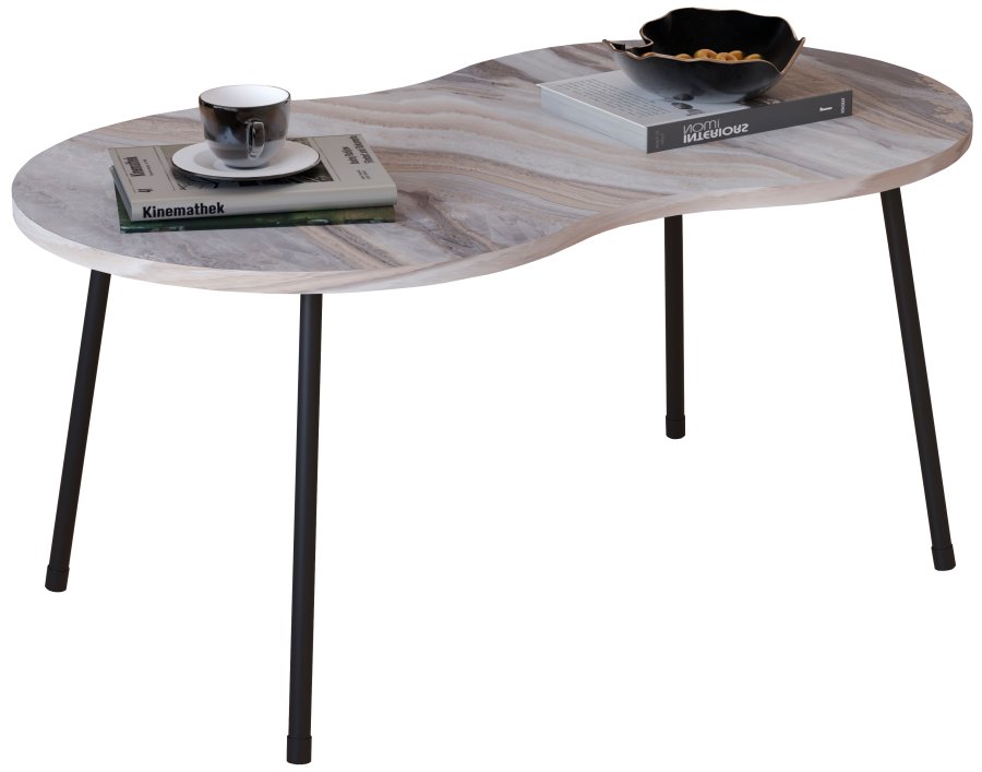 VCM NORDIC Mirola sofabord, m. afrundede kanter - hvid marmorlook tr (90x41)