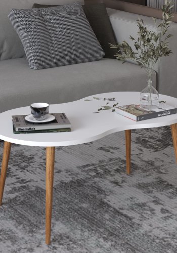 VCM NORDIC Barilo sofabord, m. afrundede kanter - hvif og natur tr (90x41)