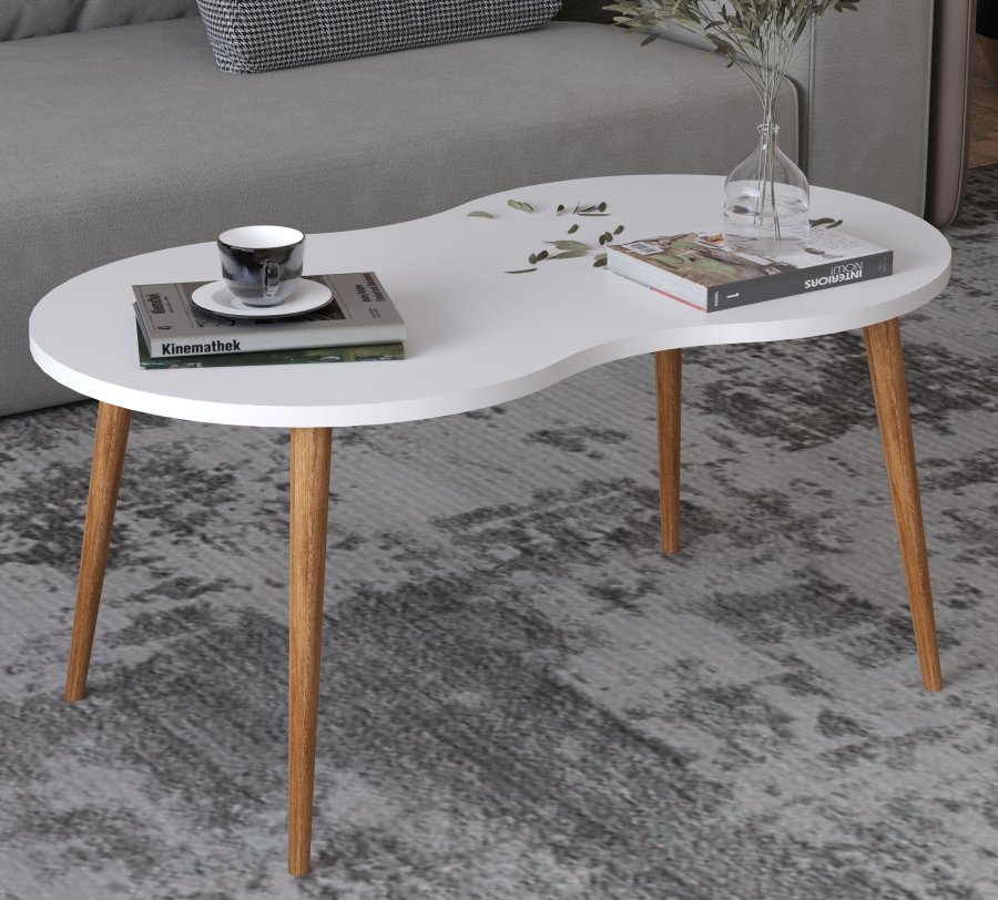 VCM NORDIC Barilo sofabord, m. afrundede kanter - hvif og natur tr (90x41)