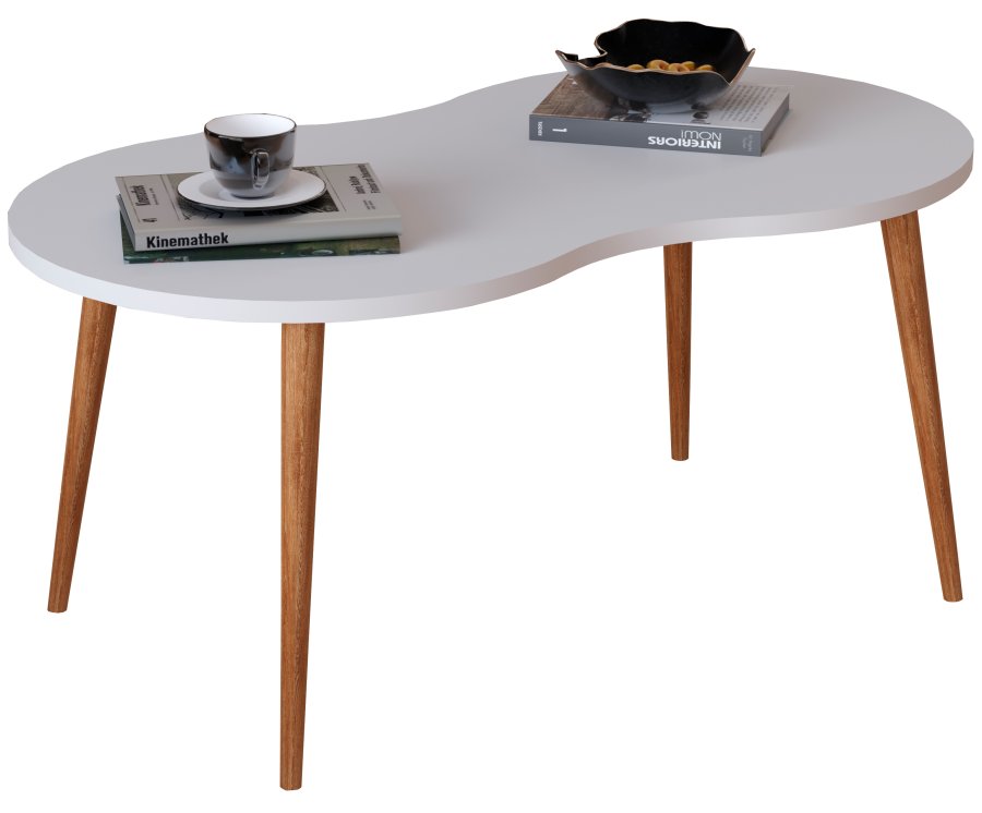 VCM NORDIC Barilo sofabord, m. afrundede kanter - hvif og natur tr (90x41)