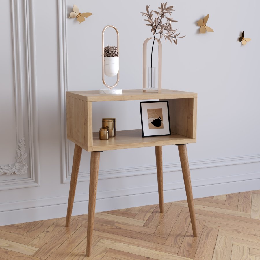 VCM NORDIC Singol M sengebord, m. 1 bent rum - natur tr (45x30)