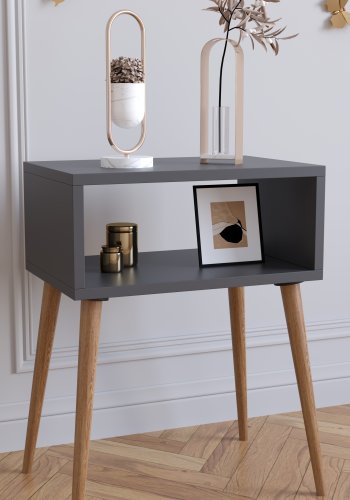 VCM NORDIC Singol M sengebord, m. 1 bent rum - antracitgr og natur tr (45x30)