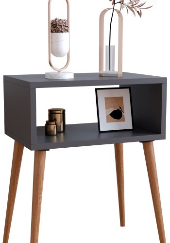 VCM NORDIC Singol M sengebord, m. 1 bent rum - antracitgr og natur tr (45x30)