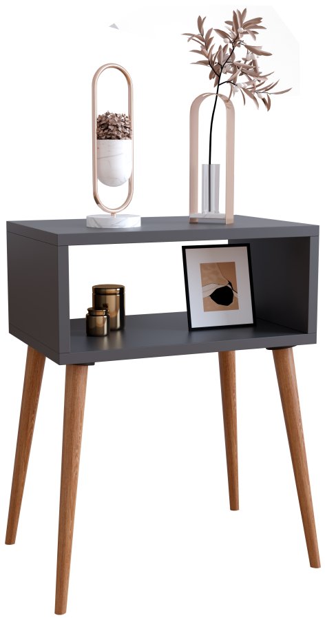 VCM NORDIC Singol M sengebord, m. 1 bent rum - antracitgr og natur tr (45x30)