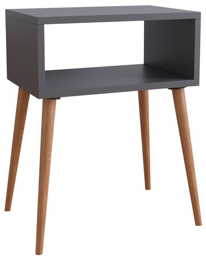 VCM NORDIC Singol M sengebord, m. 1 bent rum - antracitgr og natur tr (45x30)