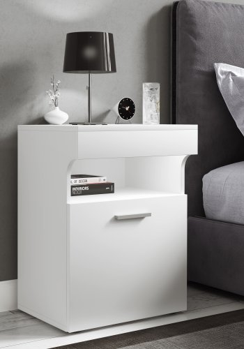 VCM NORDIC Slepal M sengebord, m. 1 lge, 1 rum, 1 hylde - hvid tr (45x39)