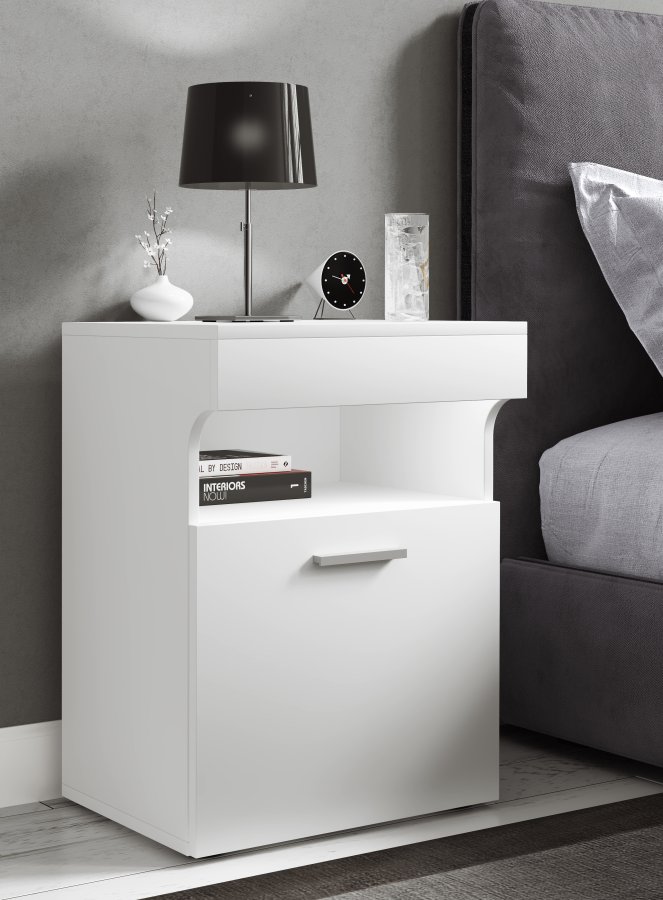 VCM NORDIC Slepal M sengebord, m. 1 lge, 1 rum, 1 hylde - hvid tr (45x39)