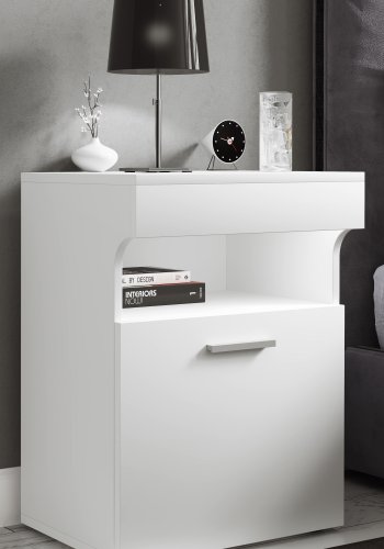 VCM NORDIC Slepal M sengebord, m. 1 lge, 1 rum, 1 hylde - hvid tr (45x39)