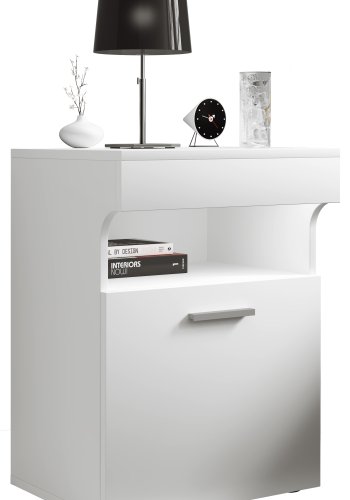 VCM NORDIC Slepal M sengebord, m. 1 lge, 1 rum, 1 hylde - hvid tr (45x39)