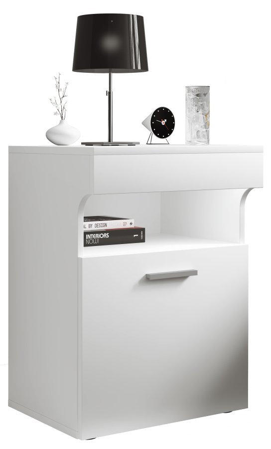 VCM NORDIC Slepal M sengebord, m. 1 lge, 1 rum, 1 hylde - hvid tr (45x39)