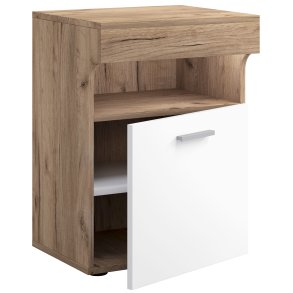 VCM NORDIC Slepal M sengebord, m. 1 lge, 1 rum, 1 hylde - hvid og natur tr (45x39)