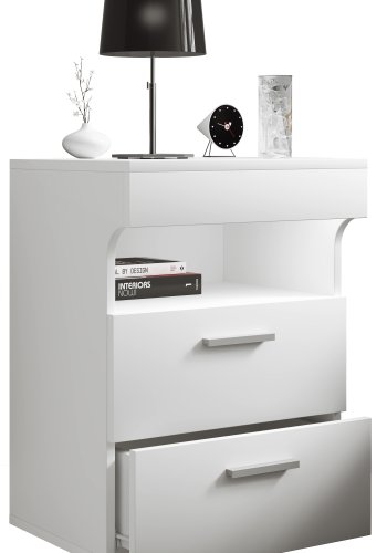 VCM NORDIC Slepal L sengebord, m. 1 rum, 2 skuffer - hvid tr (45x39)