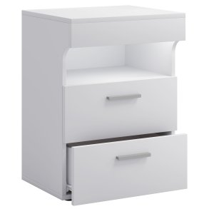 VCM NORDIC Slepal L sengebord, m. 1 rum, 2 skuffer - hvid tr (45x39)