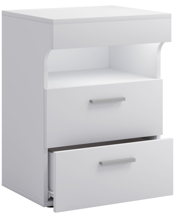 VCM NORDIC Slepal L sengebord, m. 1 rum, 2 skuffer - hvid tr (45x39)