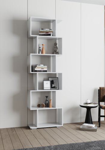 VCM NORDIC Palusa L reol, m. 6 rum - hvid tr